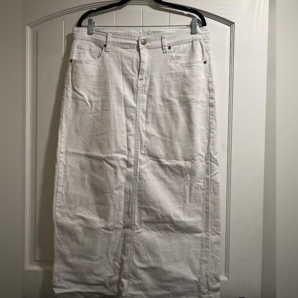 White Denim Maxi Skirt from Sweet Modesty
